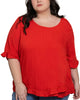 Jessy Top Relaxed Linen Blend Crossover Hem - thumbnail