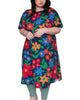 Gaelle Tunic Top Side Slit Floral Print Navy - thumbnail