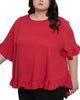 Mylene Top Relaxed Linen Blend Frilled High Low Hem - thumbnail