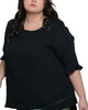 Jessy Top Relaxed Linen Blend Crossover Hem - thumbnail