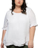 Jessy Top Relaxed Linen Blend Crossover Hem - thumbnail