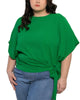Leslie Top Loose Short Sleeves Knot To Tie Green - thumbnail