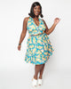 Smak Parlour Plus Size Blue Paisley Floral Mod Print Sweet Talk Flare Skirt - thumbnail