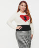 Unique Vintage Plus Size Cream & Red Locked Heart Sweater - thumbnail