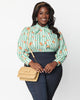 Unique Vintage Plus Size Green Stripe & Peaches Gwen Blouse - thumbnail