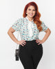 Unique Vintage Plus Size Cafe De Paris Print Elsie Blouse - thumbnail