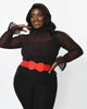 Unique Vintage Plus Size Black & Red Heart Dot Sheer Donna Blouse - thumbnail