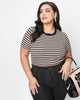 Unique Vintage Plus Size Black & Pink Striped Back To Basics Top - thumbnail