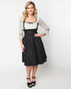 Unique Vintage Dark Denim Black High Waist Suspender Swing Skirt - thumbnail