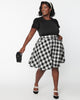 Unique Vintage Plus Size Black & White Gingham Swing Skirt - thumbnail