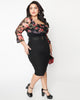 Unique Vintage Plus Size Black Belted Wiggle Skirt - thumbnail