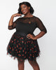 Unique Vintage Plus Size Black & Red Cherry Sweetie Pie Flare Skirt - thumbnail
