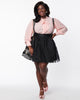 Unique Vintage Plus Size Black Polka Dot Tulle Suspender Mini Skirt - thumbnail