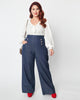 Unique Vintage Plus Size Heart Buttoned Denim High Waist Ginger Jeans - thumbnail