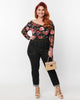 Unique Vintage Plus Size Black Denim Cuffed Jeans - thumbnail