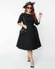 Unique Vintage Plus Size 1950s Black Devon Swing Dress - thumbnail