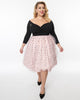 Unique Vintage Plus Size Black & Pink Tulle Music Notes Marceline Swing Dress - thumbnail