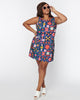 Smak Parlour Plus Size Navy & Floral Wallpaper Sleeveless Mini Dress - thumbnail