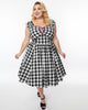 Unique Vintage Plus Size Black Gingham Cap Sleeve Swing Dress - thumbnail