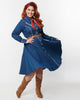 Unique Vintage Plus Size Denim Western Shirt Swing Dress - thumbnail