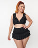 Unique Vintage Plus Size Black Ruffle Swim Top - thumbnail