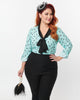 Unique Vintage Plus Size Light Blue Eiffel Tower Print Olivia Blouse - thumbnail