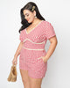 Unique Vintage Plus Size Red Gingham & Daisy Romper - thumbnail
