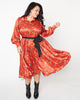 Unique Vintage Plus Size Rust Red & Western Print Shirtdress - thumbnail