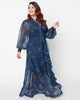 Unique Vintage Plus Size Navy & Golden Galaxy Neck Tie Maxi Dress - thumbnail