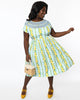Unique Vintage Plus Size Mint & Lemon Print Flare Dress - thumbnail