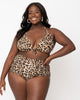 Unique Vintage Plus Size Leopard Print Monroe Halter Swim Top - thumbnail