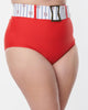 Unique Vintage Plus Size Red High Waist Belted Swim Bottom - thumbnail
