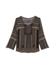 Kourtney Tied Collar Tabbed Sleeve Blouse - thumbnail