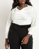 Collared Cowl Neck Satin Blouse - thumbnail