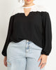Colorblocked V Neck Top - thumbnail