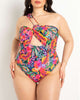 One Shoulder Cutout Detail Swimsuit - thumbnail