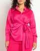 Satin Collared Blouse with Bow - thumbnail