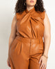 Twist Neck Faux Leather Top - thumbnail