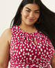 Cora Polka Dot Pleated Neck Midi Dress - thumbnail
