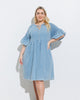 Denim V-Neck Midi Dress - thumbnail