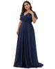 Short Sleeve V-Neck Ribbon Waist A-Line Evening Dress - thumbnail