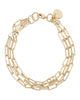 Triple Elongated Link Chain Bracelet 7" Gold - thumbnail