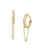 12.5mm Diamond And 14K Gold Huggies With Chain Gold - thumbnail