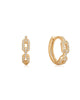 14K Gold & Diamond Chain Link Huggie Hoops Gold - thumbnail