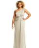 One-Shoulder Draped Twist Empire Waist Trumpet Gown - thumbnail