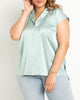 Collared Satin Top- Seaglass - thumbnail
