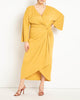 Draped Skirt Knit Dress- Bright Gold - thumbnail