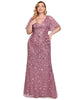 Shiny V Neck Leaf-Sequined Bodycon Formal Evening Dresses - thumbnail