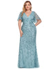 Shiny V Neck Leaf-Sequined Bodycon Formal Evening Dresses - thumbnail