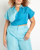 Wrapover Collared Crop Top - thumbnail